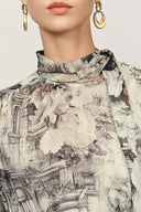 Eira Band Langarm Bedrucktes Kleid aus Cupro