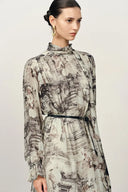 Eira Band Langarm Bedrucktes Kleid aus Cupro