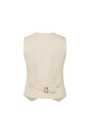 Evelyn Adjustable Back Belt Vest in Silk Linen