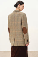 Blazer Daphne à carreaux doux en laine mérinos chevrons