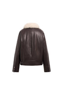 Zita Ruched Padded Moto Jacket in Vegan Leather