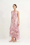 Vestido con volantes Flora pintado a mano Sally en tela ligera de verano