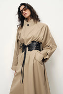 Esme Minimalist Oversized Long Trench Coat in Cotton Twill
