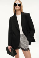 Architect Sculpted Waist Tucks Suit Blazer in Sheep Wool