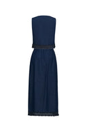 Completo Gilet e Gonna con Nappine Velia in Denim di Cotone