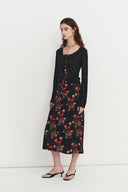 Liya Black Semi Sheer Cardigan in Tencel-Silk Knit S Liya Black Semi Sheer Cardigan in Tencel-Silk Knit S