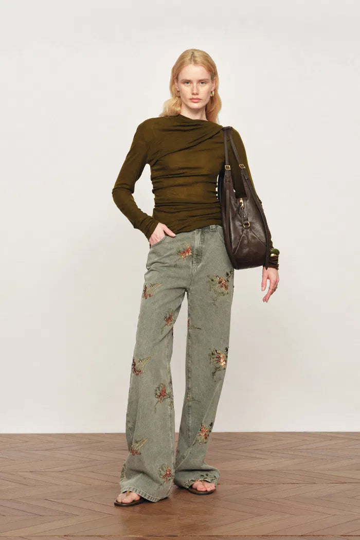 Edith Mock Two Piece Top in Lightweight Merino Knit