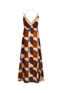 Janise Riad Print Halter Dress in Light Crinkle Gauze