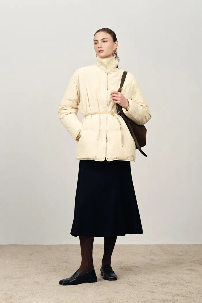 Dove Stand Collar Quilted Down Jacket in High-Density Down-Proof