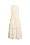 Luna Eyelet Lace Embroidered Sleeveless Dress in Cotton Jacquard