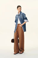Harlow Striped Contrast Patchwork Shirt in Cotton Denim