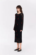 Convallaria Handcrafted Crochet Long Sleeve Dress in Cotton Viscose Knit