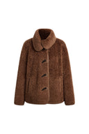 Hazel Brown Reversible Shearling Jacket in 100% Wool Pile