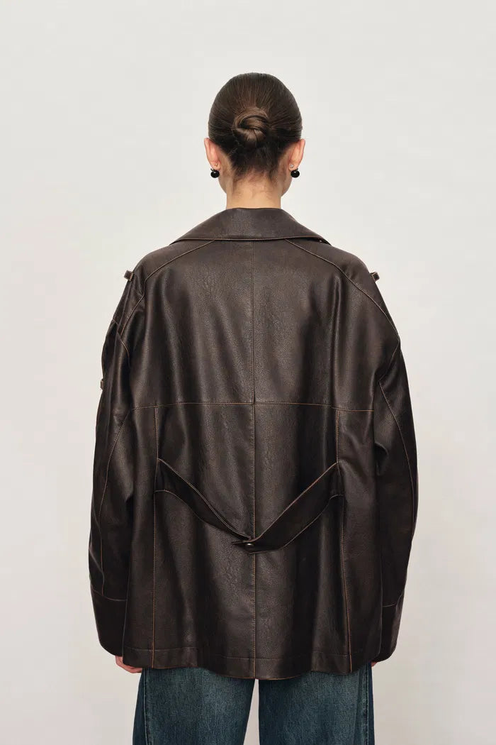 Irina Vintage Biker Jacket in Vegan Leather – fbrq.com Irina Vintage Biker Jacket in Vegan Leather – fbrq.com