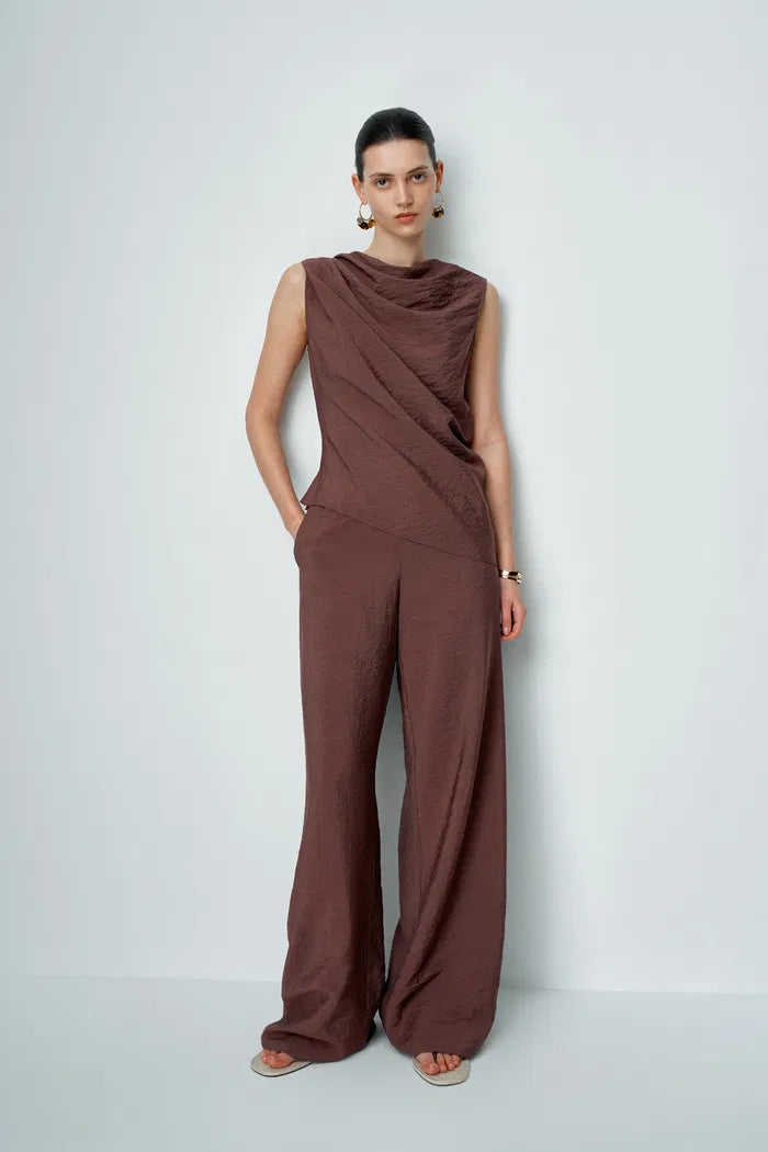Phoebe French Cowl Sleeveless Top in Dry Silk