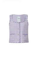 Gilet à bord contrasté Hailey en tweed chevrons