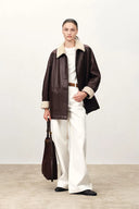 Holme Pelzkragen Stepplederjacke aus Kunstleder