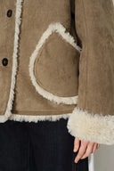 Kelly Shawl Collar Shearling Jacket in Faux Suede