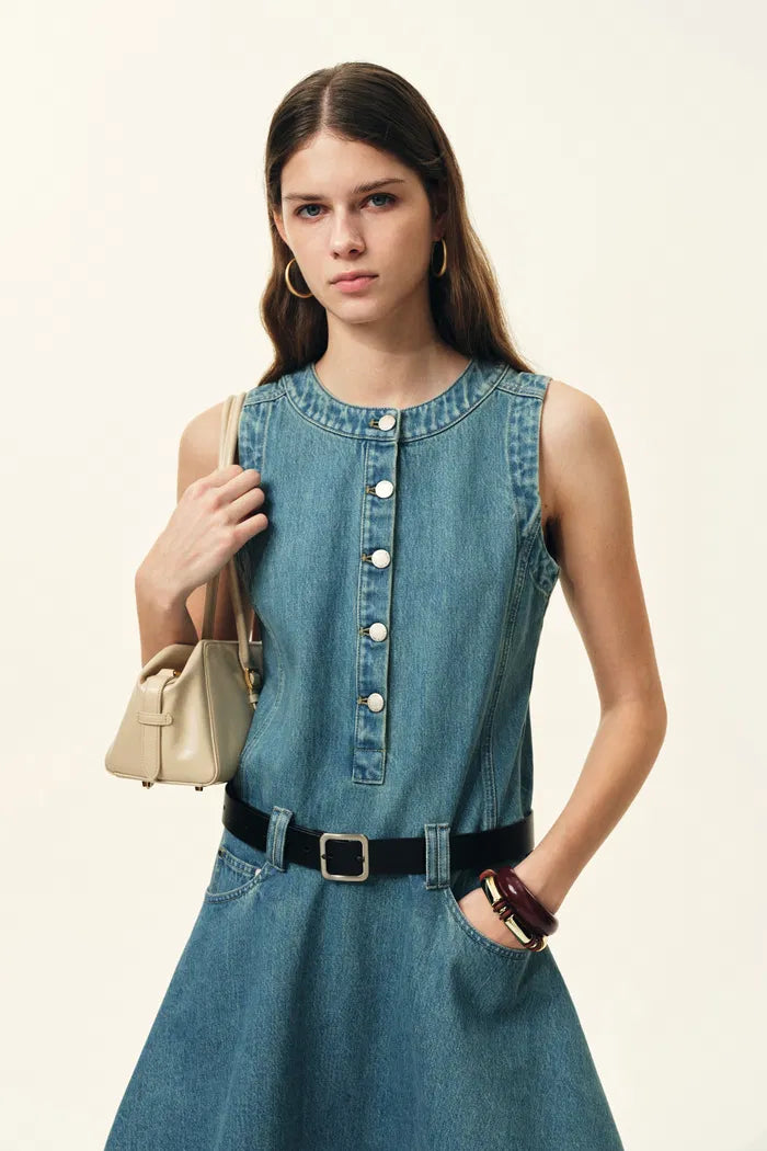 lisa denim dress Lisa Embroidered Denim Dress
