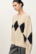 Cassy Argyle Sweatshirt in  Coarse Spun Merino Wool