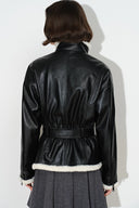 Athena Belted Shearling Padded Jacket in Vegan Leather