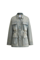 Veste safari à cordon de serrage Esme en denim coton