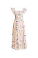 Serenity Flutter Sleeve Flora Dress in Cotton S Serenity Flutter Sleeve Flora Dress in Cotton S