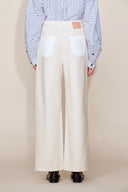 Ginevra White Colorblock Jeans in Cotton Denim