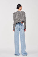 Gabriel 24K Gold Button Tweed Jacket in Two-Tone Wool Bouclé