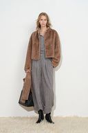 Rara Hooded Scarf Jacket in Faux Mink Fur