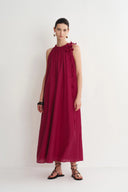Alice Handgewebtes Flora Ärmelloses Kleid aus Acetat-Leinen-Mischung