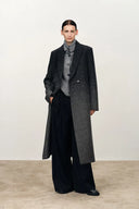 Audrey Gradient Herringbone Straight Long Coat in Merino Wool