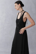 Robe sans manches effet superposé Ballet en maille soie laine