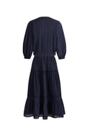 Elli Embroidery Puff Sleeve Blouse Top and Maxi Skirt Matching Set in Cotton