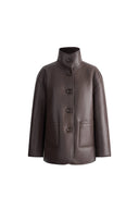 Lene Reversible Faux Fur and Leather Jacket in Merino Wool Teddy