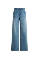 Eleanor Jeans mit geradem Bein und Kristallverzierung aus Baumwoll-Denim
