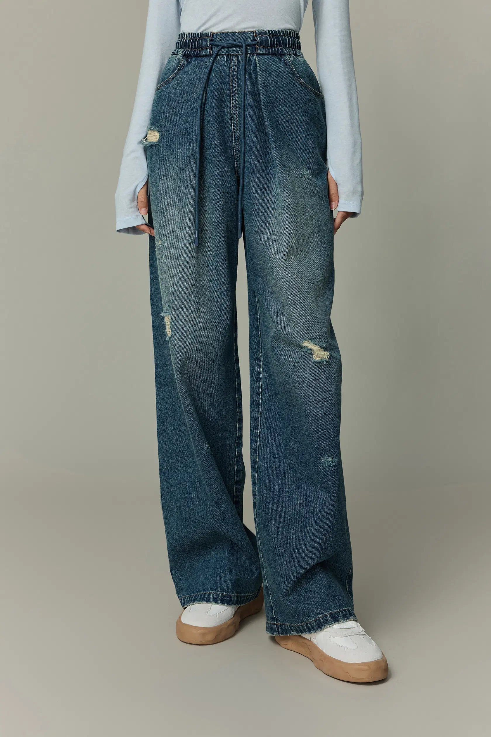 Judith Elastic Waist Jeans Cotton Denim