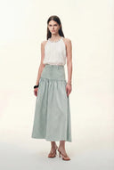 Falda de mezclilla plisada Rose en denim de verano - mezclilla azul lavado claro