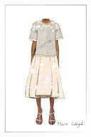 Falda floral 3D artesanal Lea en satén de seda y lana