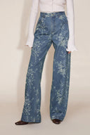 Jules Floral Straight Leg Jeans in Jacquard Denim