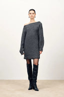 Vestido Kylie ajustable con hombros descubiertos en tejido de lana merino hilado grueso