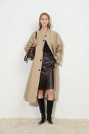 Esme Minimalist Oversized Long Trench Coat in Cotton Twill