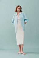 Hera Wide Sleeveless Strap Dress in Stretch Yarn Knit