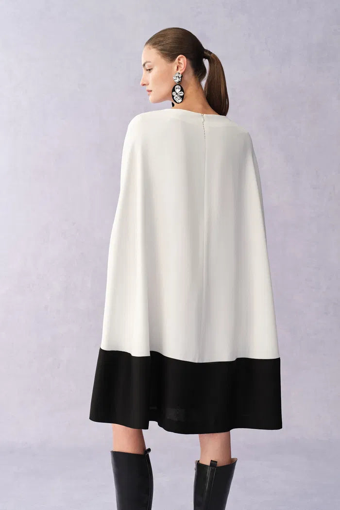 Carlton Wrinkle Resistant Cape Dress in Matte Satin-Linen Blend