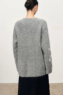 Cardigan Violet à travail manuel Cereus Flora en maille mélange alpaga