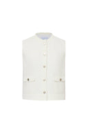 Ivan Ruffled Denim Vest in Technical Lyocell Denim