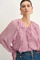 Olivia Ruffle Blouse in Silk Crepe