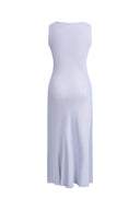 Cersei Iris Print Cowl Neck Sleeveless Dress in Soft Satin