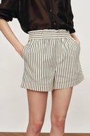 Lona Striped A Line Casual Shorts in Cotton Blend Poplin