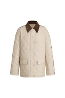 Isla Contrast Collar Quilted Down Jacket in Water-Resistant Cotton